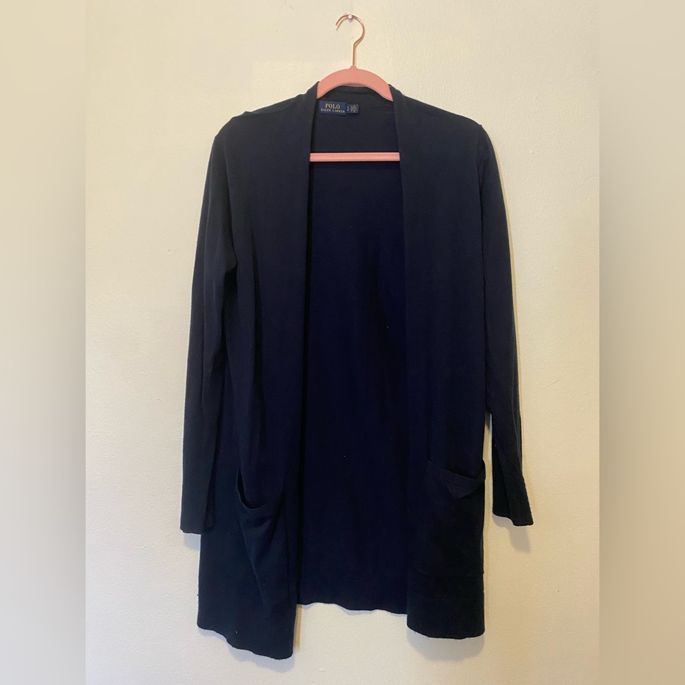 Navy Polo Ralph Lauren knit cardigan w/pockets